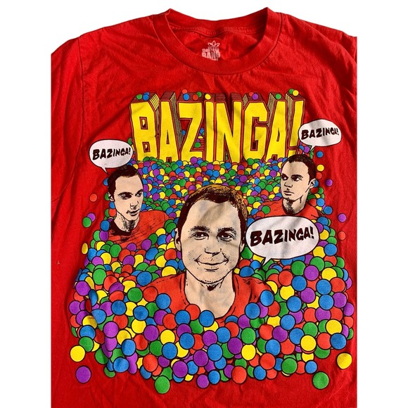 2 Short Sleeve Graphic Logo Shirts Beetlejuice Black ; Big Bang Theory Red Small - Picture 3 of 12